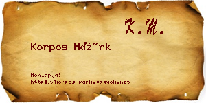 Korpos Márk névjegykártya